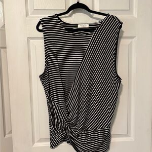 Zenana Outfitters Black and White Striped Tank Top